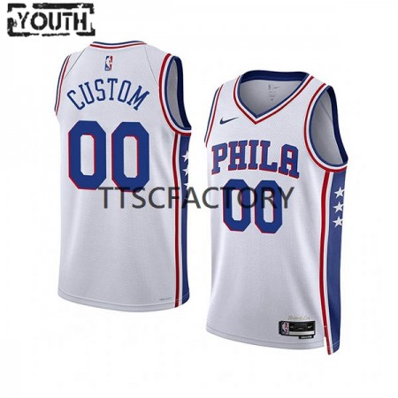 Maillot Enfant Philadelphia 76ers Personnalisé Nike 2022-23 Association Edition Blanc Swingman